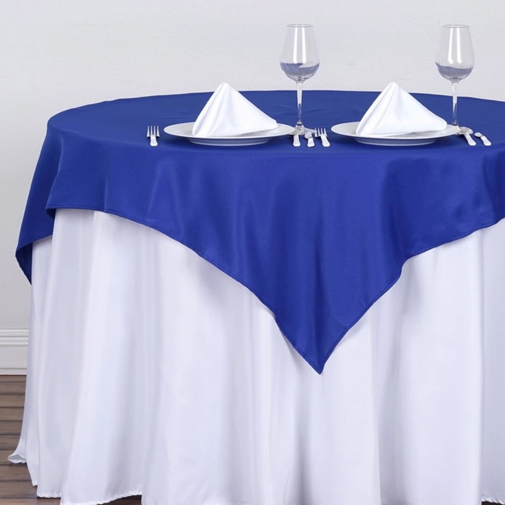 Royal Blue Polyester Square Table Overlay Tablecloth